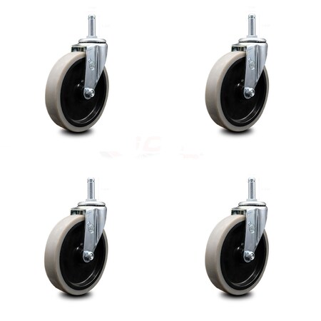 Service Caster 5 Inch Thermoplastic Wheel 1-3/8 Inch Grip Ring Stem Caster SCC, 4PK SCC-GR05S510-TPRS-716138-4